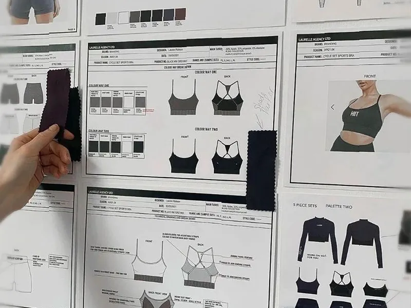 Activewear fabric color and trim selection